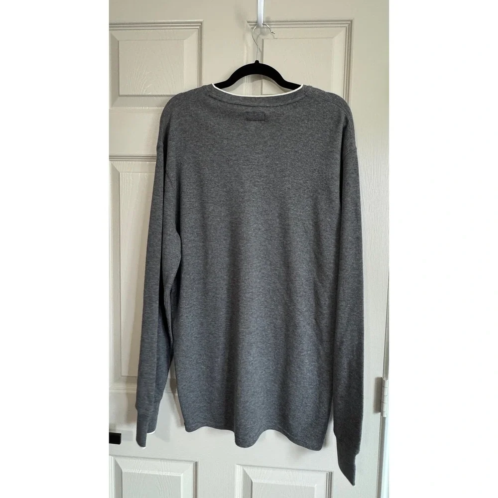 Polo Ralph Lauren‎ Thermal Shirt Men XL Gray V-Neck Waffle Knit Pony Logo NEW